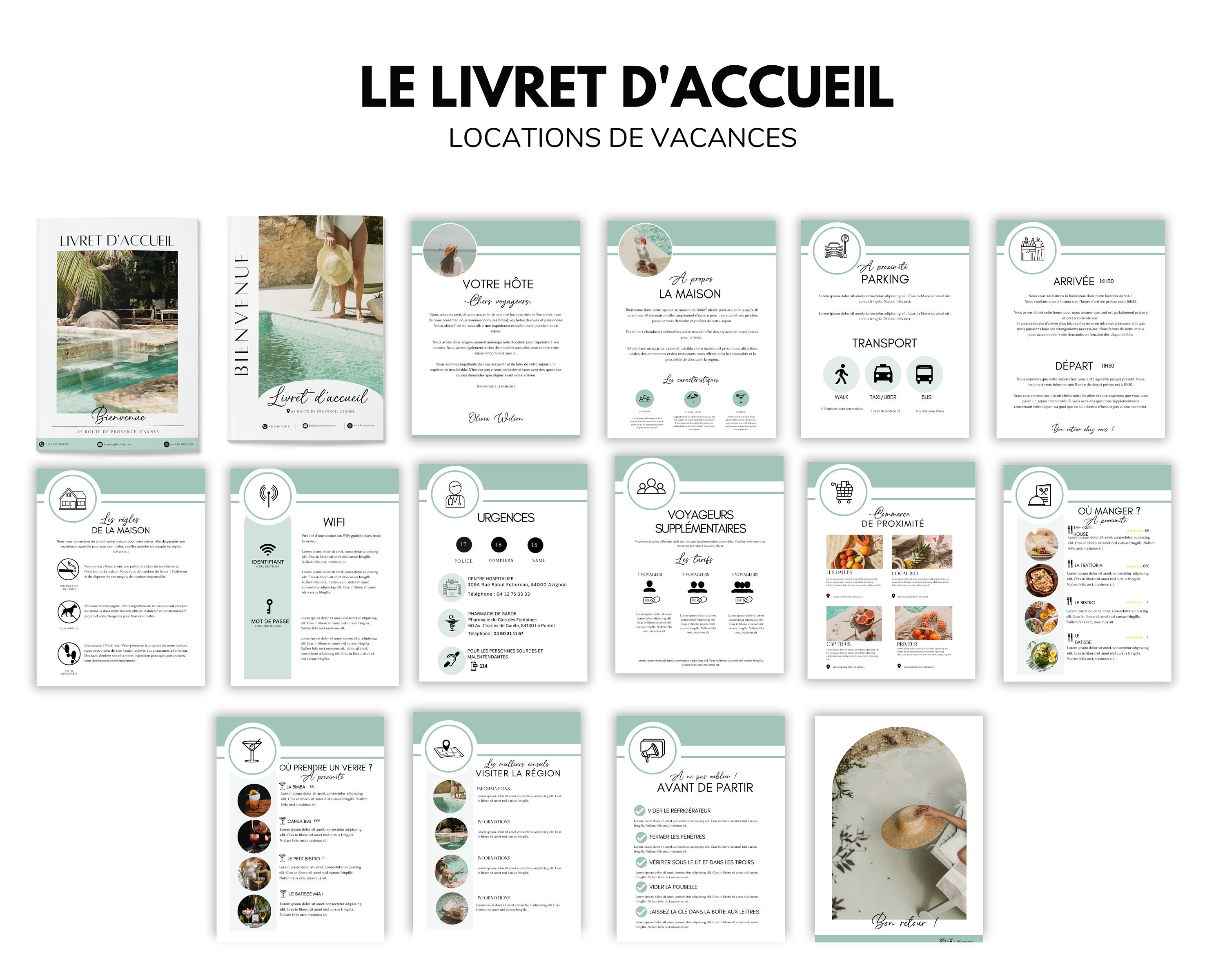 AIRBNB Livret daccueil en français, 16 pages A4, Template Canva, Airbnb