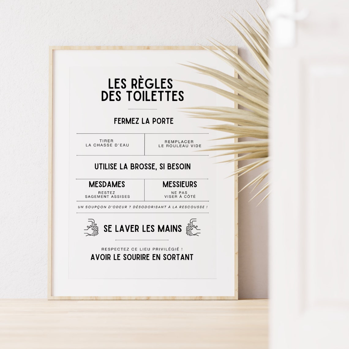 Affiche règles des toilette, Affiche minimaliste à imprimer, Décoration murale WC Etsy France
