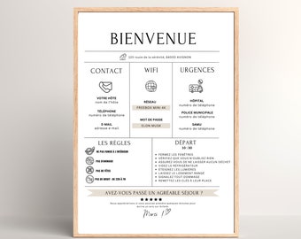 Affiche d'Accueil Airbnb en Français – Template Canva pour Location Saisonnière