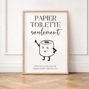 Póster imprimible recordatorio de solo papel higiénico: letrero divertido y decorativo para el baño.