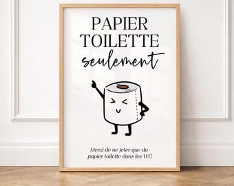 Póster de baño imprimible y humorístico, Solo papel higiénico, Decorativo para baños y aseos.