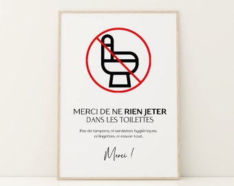 Affiche Papier toilette Uniquement,  Airbnb français, Poster minimaliste WC, Poster Toilette, Canva Template