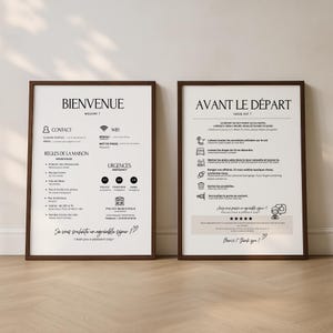 Airbnb Welcome Posters in French and English, Canva Template, Airbnb Welcome