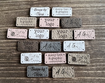 Leather Labels for Knitting / Leather Labels for Handmade Items / Leather Tags for Handmade Items / Custom Leather Tags / Custom Logo Tags