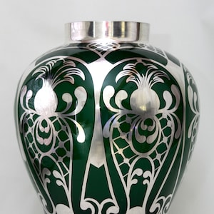 Large Bohemia Vase, Silver Overlay