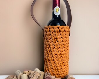 Sac Porte-Bouteille au Crochet, Housse pour Vin, Decoration Table, Cadeau Autour du Vin, Cadeau Couple, Cadeau Maître de Maison