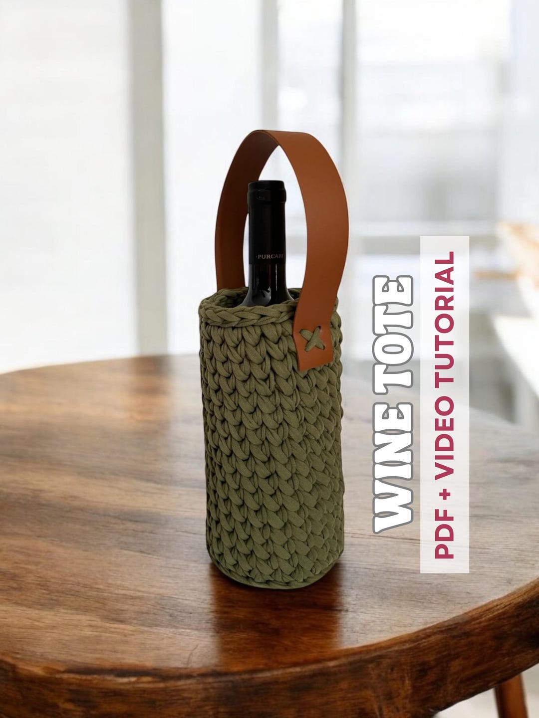 Crochet Wine Bottle Holder Bag Tutorial, Beginner Crochet Pattern Wine ...