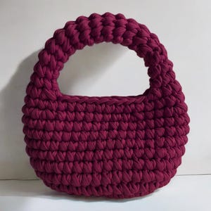 Weinrote Gehäkelte Hobo Tasche, Trendy Gestrickte Clutch, Mini Gehäkelte Handtasche, Abend-/Hochzeits-Clutch, handgemachtes Geschenk für Frauen