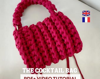 Crochet Cocktail Bag Pattern: Written Instructions+ Video Tutorial, Crochet Purse Step-by-step Guide, DIY Crochet for Beginners