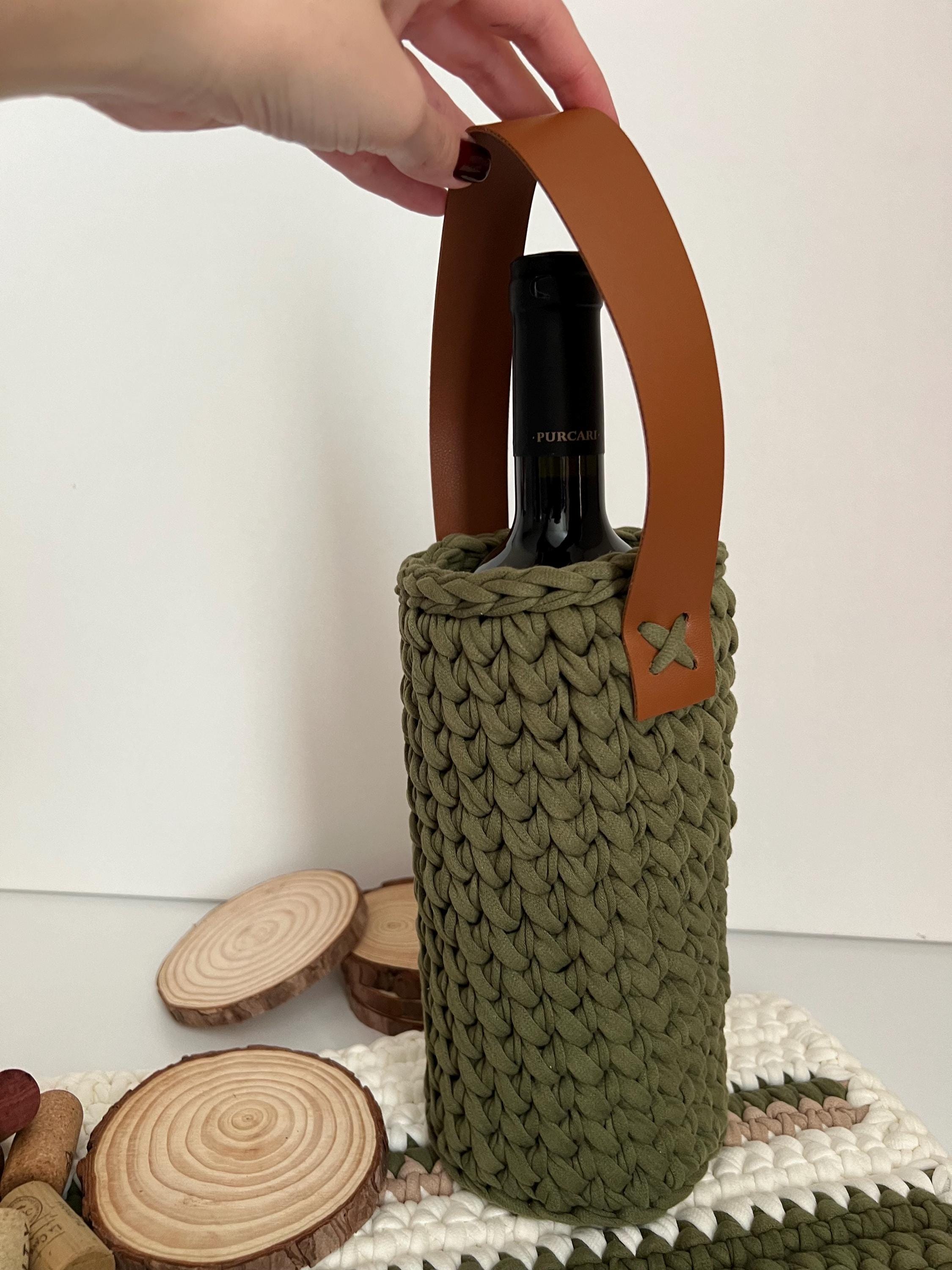 Crochet Wine Bottle Holder Bag Tutorial, Beginner Crochet Pattern Wine ...