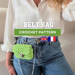 Häkelanleitung für eine Gürteltasche (PDF + Video-Tutorial) | Mini-Häkeltasche für Anfänger | Schritt-für-Schritt-Anleitung für eine Häkel-Schultertasche | Französisch + Englisch