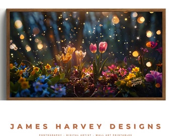 Frame TV Art | Spring Flowers At Sunrise | Samsung TV  Art | Wall Art | Digital Download  | Flat Screen TV Art | Printable