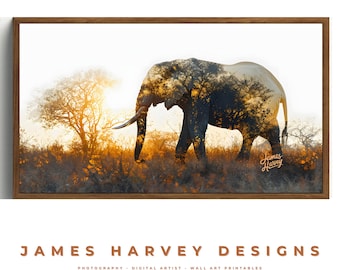 Elephant |  Double Exposure Photography | Samsung TV  Art | Wall Art | Digital Download  | Flat Screen TV Art | Printable Art