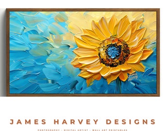 Frame TV Art | Heavy Oil Painting | Radiant Sunflower | Samsung TV  Art | Wall Art | Digital Download  | Flat Screen TV Art | Printable Art