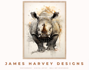 Rhino | Nursery Animals | Wall Art | Digital Download | Downloadable Wall Art | Digital Wall Art | Wall Decor