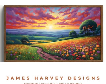Frame TV Art | Colorful Countryside Scene | Samsung TV  Art | Wall Art | Digital Download  | Flat Screen TV Art | Printable