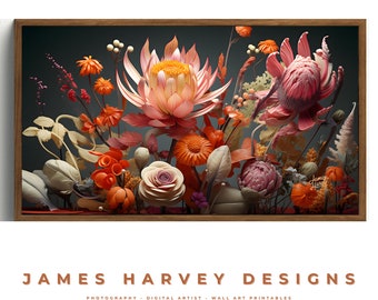 Frame TV Art |  3D Cutout Flowers |  Samsung TV  Art | Wall Art | Digital Download  | Flat Screen TV Art | Printable Art
