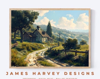 Vintage Landscape | Watercolor | Wall Art | Digital Download | Downloadable Wall Art | Digital Wall Art | Wall Decor