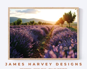 Lavender Field at Sunset | Photography | Wall Art | Digital Download | Downloadable Wall Art | Digital Wall Art | Wall Decor