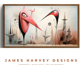 Frame TV Art |  Pink Flamingos | Samsung TV  Art | Wall Art | Digital Download  | Flat Screen TV Art | Printable Art