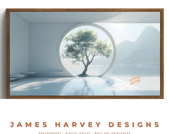 Frame TV Art | Serene White Room with Tree | Samsung TV  Art | Wall Art | Digital Download  | Flat Screen TV Art | Printable