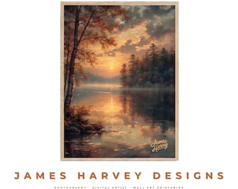 Vintage Sunset | Landscape Art | Colorful Art | Wall Art | Digital Download  | Flat Screen TV Art | Printable Art
