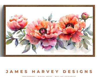 Frame TV Art | Watercolor Flowers | Samsung TV  Art | Wall Art | Digital Download  | Flat Screen TV Art | Printable Art