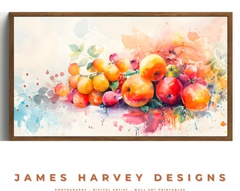 Frame TV Art | Watercolor Fruit Apples | Samsung TV  Art | Wall Art | Digital Download  | Flat Screen TV Art | Printable