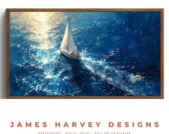 Frame TV Art | A Yacht in The Ocean - Just Sailing | Samsung TV  Art | Wall Art | Digital Download  | Flat Screen TV Art | Printable Art