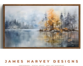 Frame TV Art |  Vintage Misty Lake | Samsung TV  Art | Wall Art | Digital Download  | Flat Screen TV Art | Printable Art