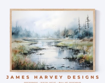 Vintage Landscape | Watercolor | Wall Art | Digital Download | Downloadable Wall Art | Digital Wall Art | Wall Decor