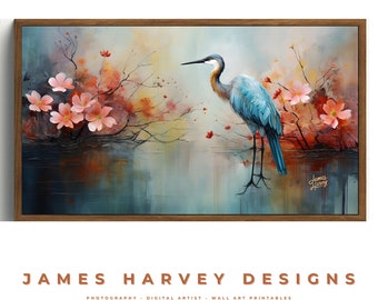 Frame TV Art |  Heron | Samsung TV  Art | Wall Art | Digital Download  | Flat Screen TV Art | Printable Art