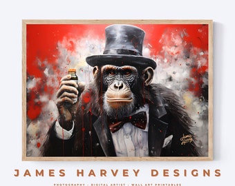 Monkeys In Suits | Printable Wall Art | Digital Download | Downloadable Wall Art | Digital Wall Art | Wall Decor