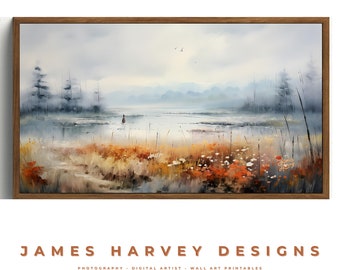 Frame TV Art |  Vintage Misty Lake | Samsung TV  Art | Wall Art | Digital Download  | Flat Screen TV Art | Printable Art