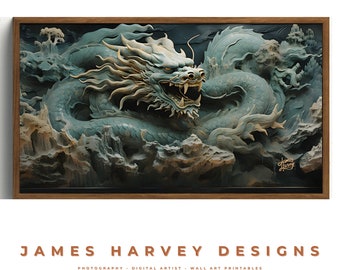 Frame TV Art |  Oriental Dragon | Samsung TV  Art | Wall Art | Digital Download  | Flat Screen TV Art | Printable Art