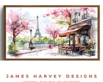 Frame TV Art | Paris Cafe | Eiffel Tower| Samsung TV  Art | Wall Art | Digital Download  | Flat Screen TV Art | Printable Art
