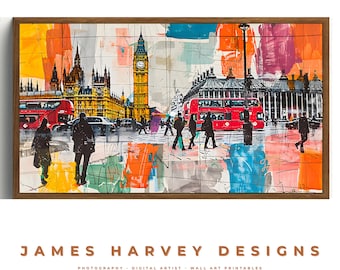 Frame TV Art | Abstract Colorful London Street | Samsung TV  Art | Wall Art | Digital Download  | Flat Screen TV Art | Printable