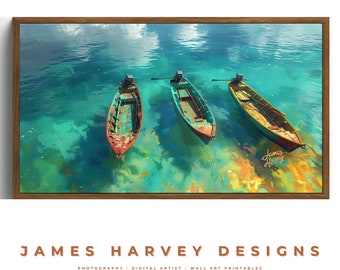 Frame TV Art | Summer Rowing Boats | Samsung TV  Art | Wall Art | Digital Download  | Flat Screen TV Art | Printable Art