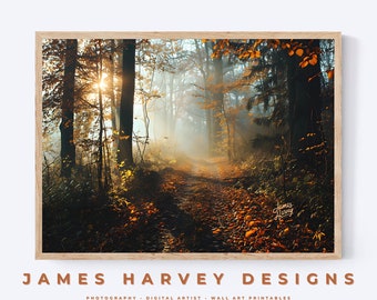 Misty Path in Woods | Photography | Wall Art | Digital Download | Downloadable Wall Art | Digital Wall Art | Wall Decor
