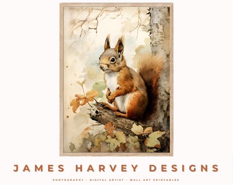 Squirrel | Nursery Animals | Wall Art | Digital Download | Downloadable Wall Art | Digital Wall Art | Wall Decor