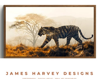 Tiger |  Double Exposure Photography | Samsung TV  Art | Wall Art | Digital Download  | Flat Screen TV Art | Printable Art