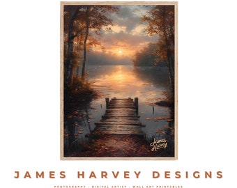 Vintage Sunset | Landscape Art | Colorful Art | Wall Art | Digital Download  | Flat Screen TV Art | Printable Art