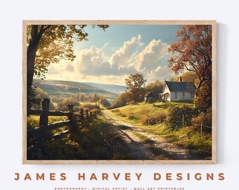 Vintage Landscape | Watercolor | Wall Art | Digital Download | Downloadable Wall Art | Digital Wall Art | Wall Decor