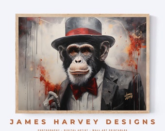 Monkeys In Suits | Printable Wall Art | Digital Download | Downloadable Wall Art | Digital Wall Art | Wall Decor