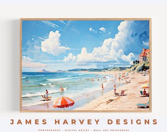 Retrp Style Beach Scene | Printable Wall Art | Beach Scenes | Digital Download | Downloadable Wall Art | Digital Wall Art | Wall Decor