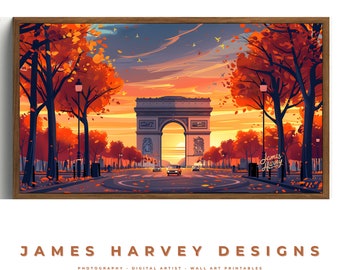 Frame TV Art | Stylized Sunset Arc de Triomphe Paris | Samsung TV  Art | Wall Art | Digital Download  | Flat Screen TV Art | Printable