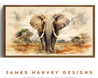 Frame TV Art |  Elephant | Samsung TV  Art | Wall Art | Digital Download  | Flat Screen TV Art | Printable Art