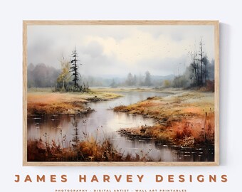 Vintage Landscape | Watercolor | Wall Art | Digital Download | Downloadable Wall Art | Digital Wall Art | Wall Decor