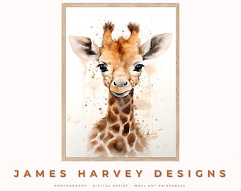 Giraffe | Nursery Animals | Wall Art | Digital Download | Downloadable Wall Art | Digital Wall Art | Wall Decor