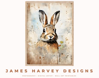 Hare | Nursery Animals | Wall Art | Digital Download | Downloadable Wall Art | Digital Wall Art | Wall Decor